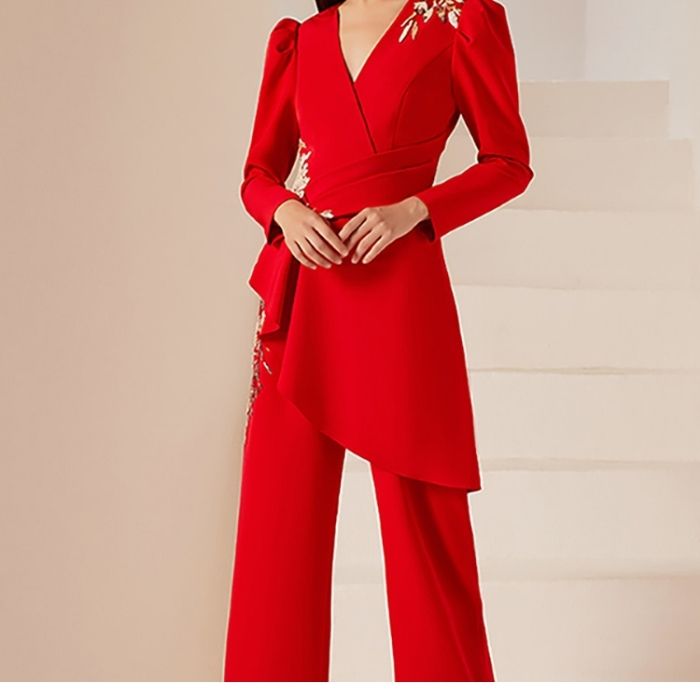 elegant-jumpsuit-festlich-v-ausschnitt-breite-schulter-asymmetrische-stickerei-lassig-chic-klassisch-original-rot