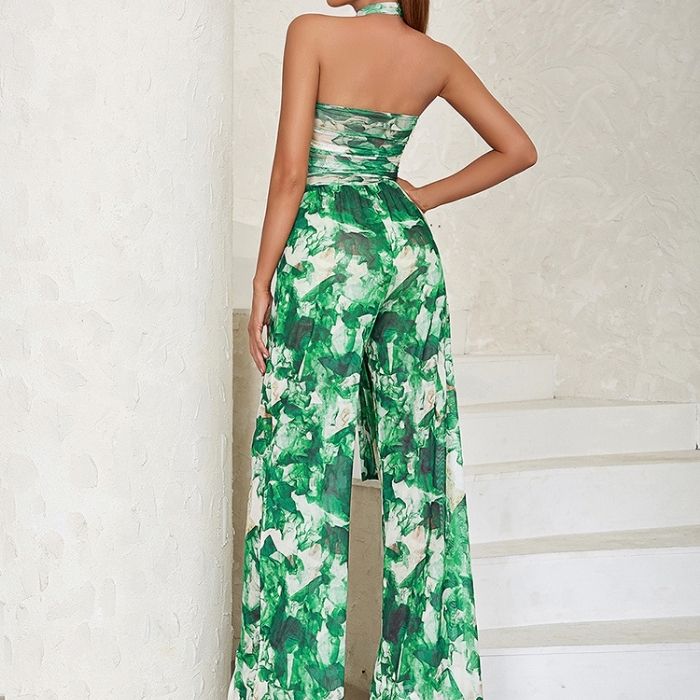 jumpsuit-grun-elegantes-halfter-floral-bedruckt-null-armel-taille-gurtel-weites-bein-stilvoll-elegant